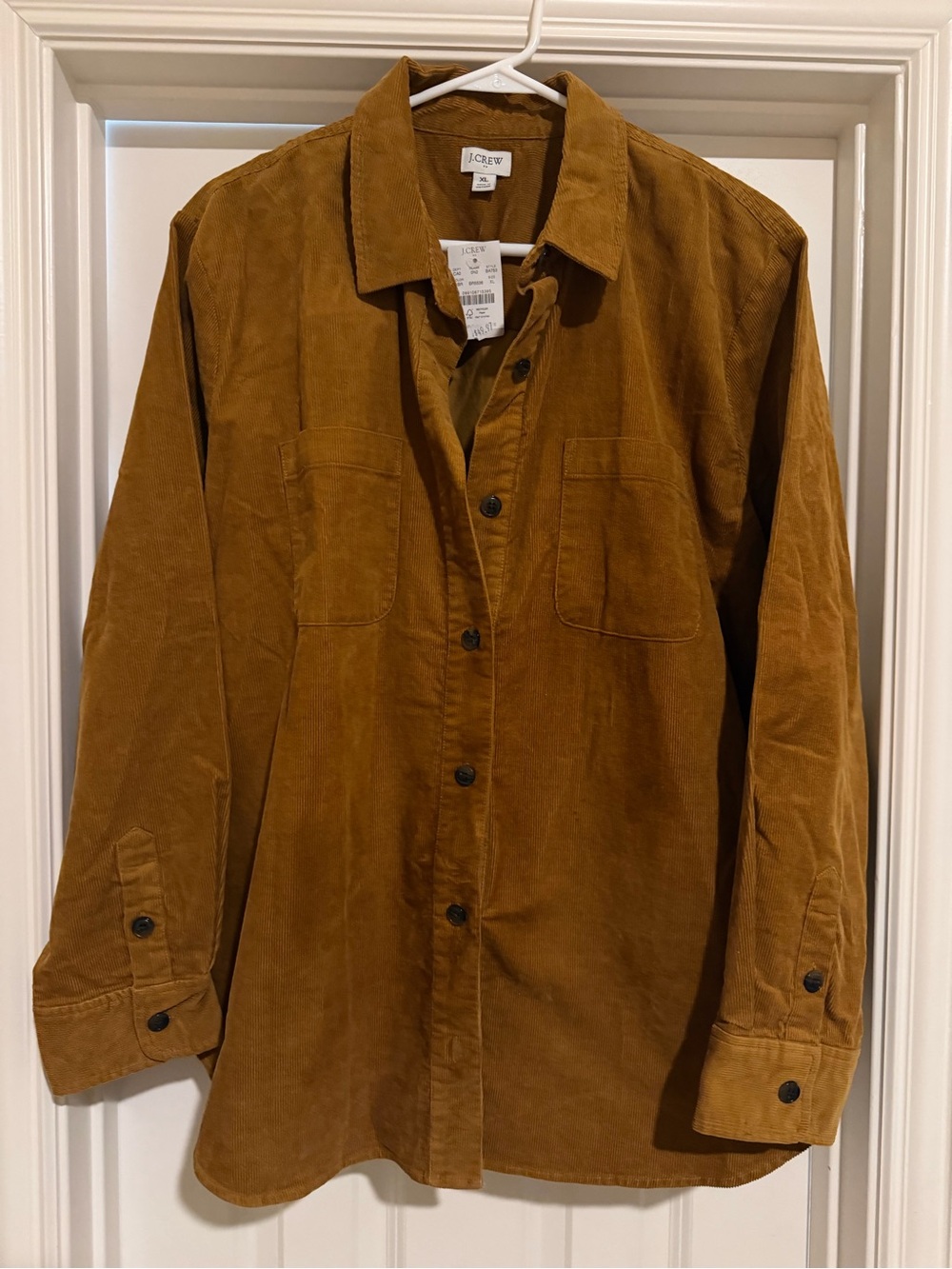 J. Crew Button-Front Corduroy Shirt in Camel
